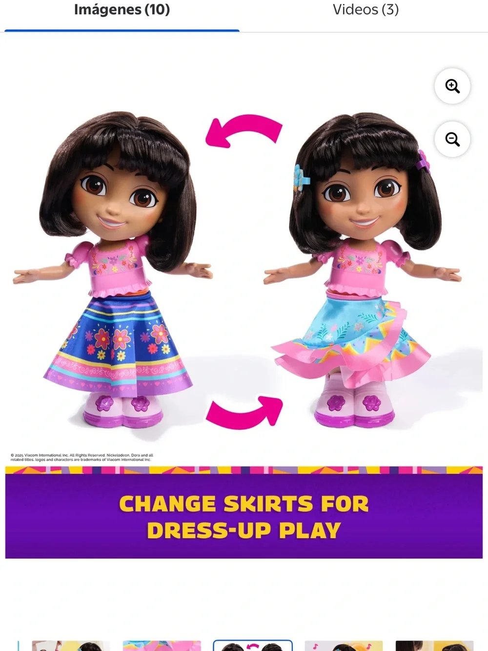 Nickelodeon Dora Doll in Pink Top & Blue Floral Skirt with Extra Outfit